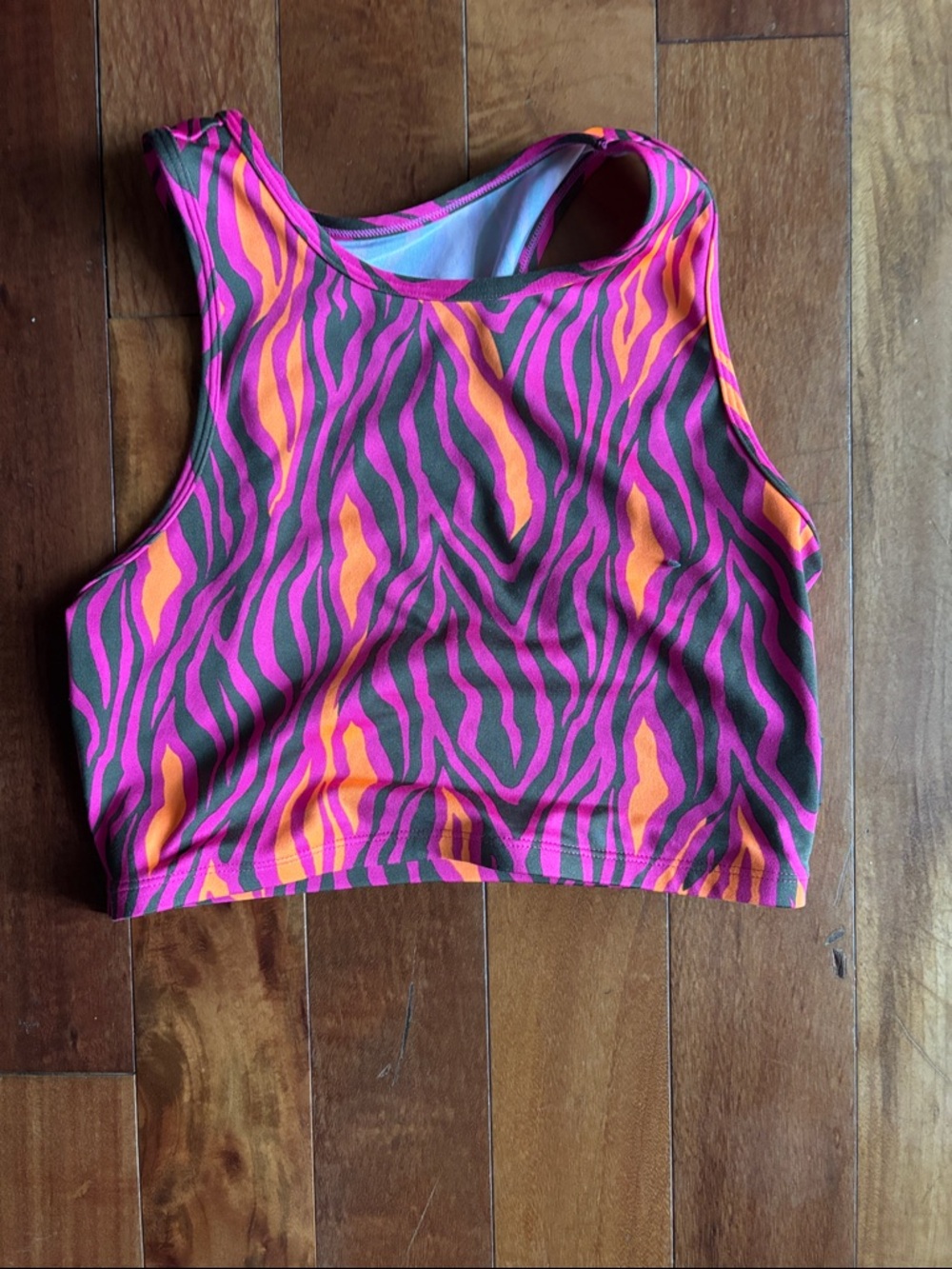Zumba Pink & Orange Zebra Print Crop Tank